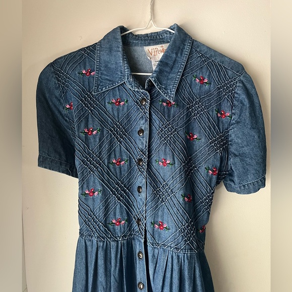 Vintage 100% cotton floral Jean dress - Picture 2 of 8